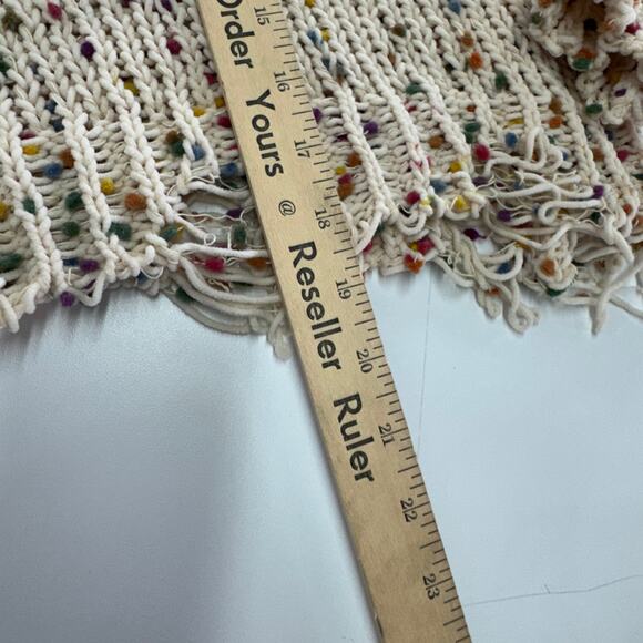 Tularosa Sweater Womens X Small Cream Confetti Distressed Chenille Knit Pom Pom - Picture 10 of 11